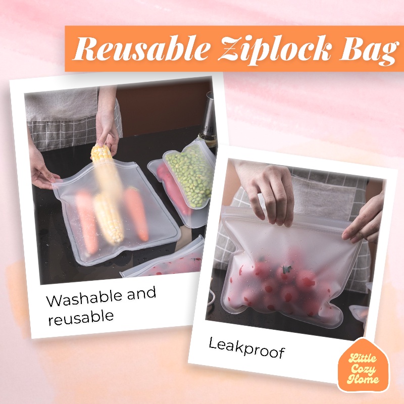 Plastik Kulkas Ziplock Silicone Penyimpanan / Reusable Ziplock Quality Material EVA Berbahan Tebal Menjaga Kulitas Makanan Segar Plastic