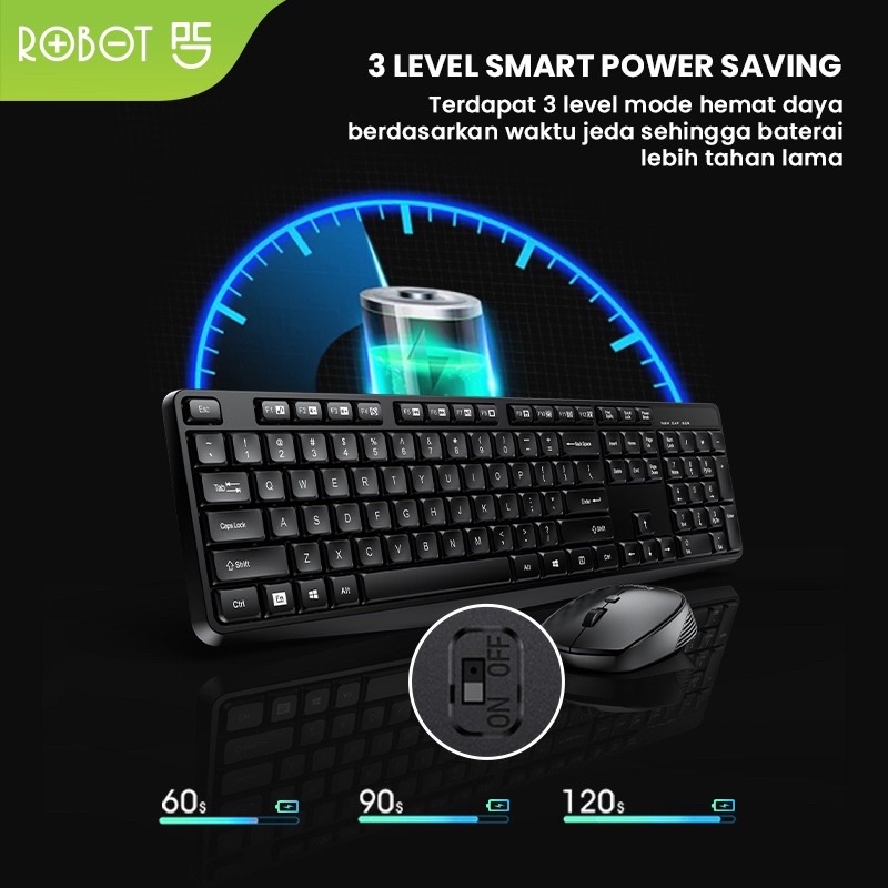 Robot KM3100 Wireless Keyboard &amp; Optical Mouse Combo