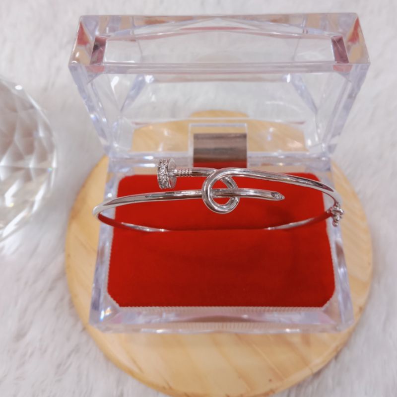 gelang bangle paku mata-mata, emas putih, kadar 375(8k)