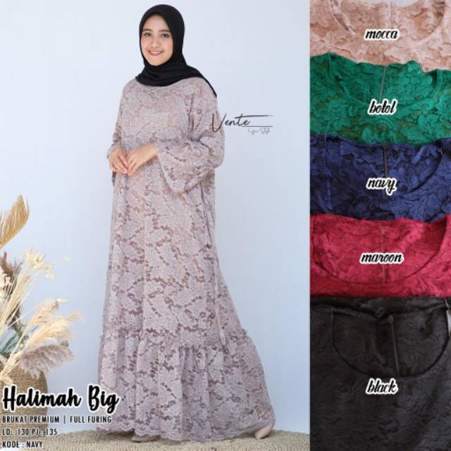 Dress Brokat Jumbo Premium Full Furing Ld 130Cm Kondangan Pesta