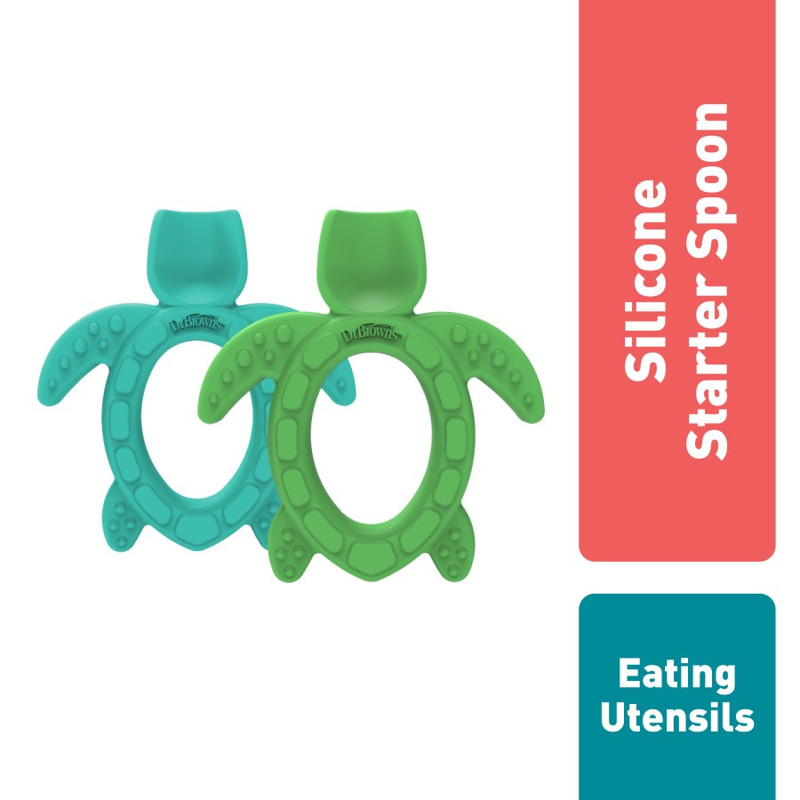 DR. BROWNS SILICONE STARTER SPOON TURTLE 1-PACK TF013 / SENDOK MAKAN ANAK