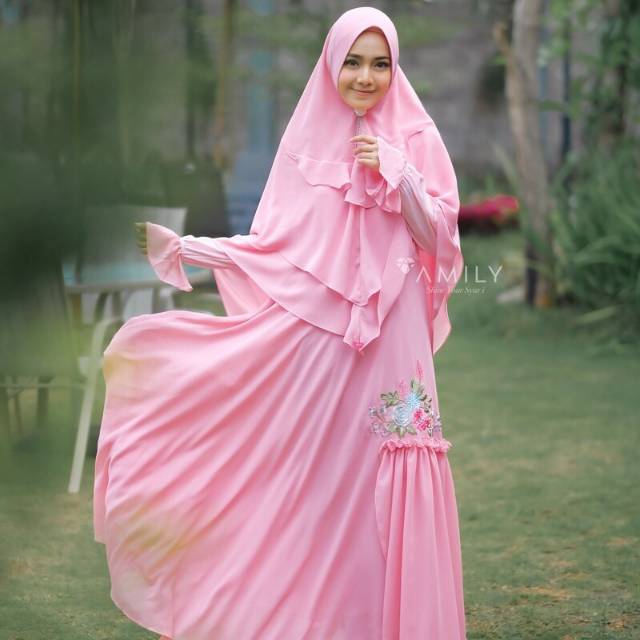 GYZA DRESS ORI AMILY | GAMIS PESTA PINK ORI AMILY