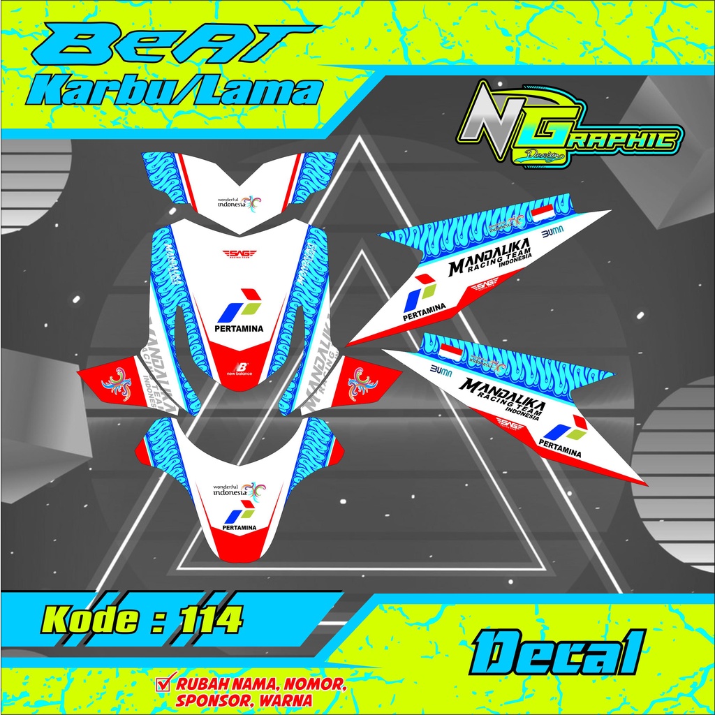 Full Body Decal SETIKER BEAT Karbu/Lama motif MANDALIKA RACING INDONESIA MANDALIKA STIKER Full Body