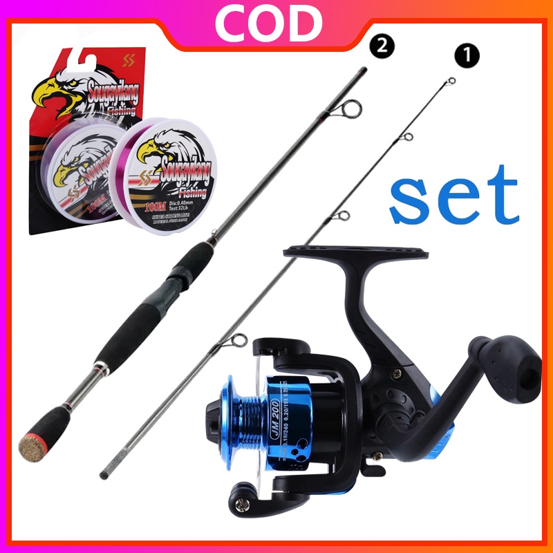 Pancingan Set Lengkap Spinning Fishing Rod Set Dengan Gratis 100M Line Combo untuk Outdoor Joran Pancing Reel Pancing Set