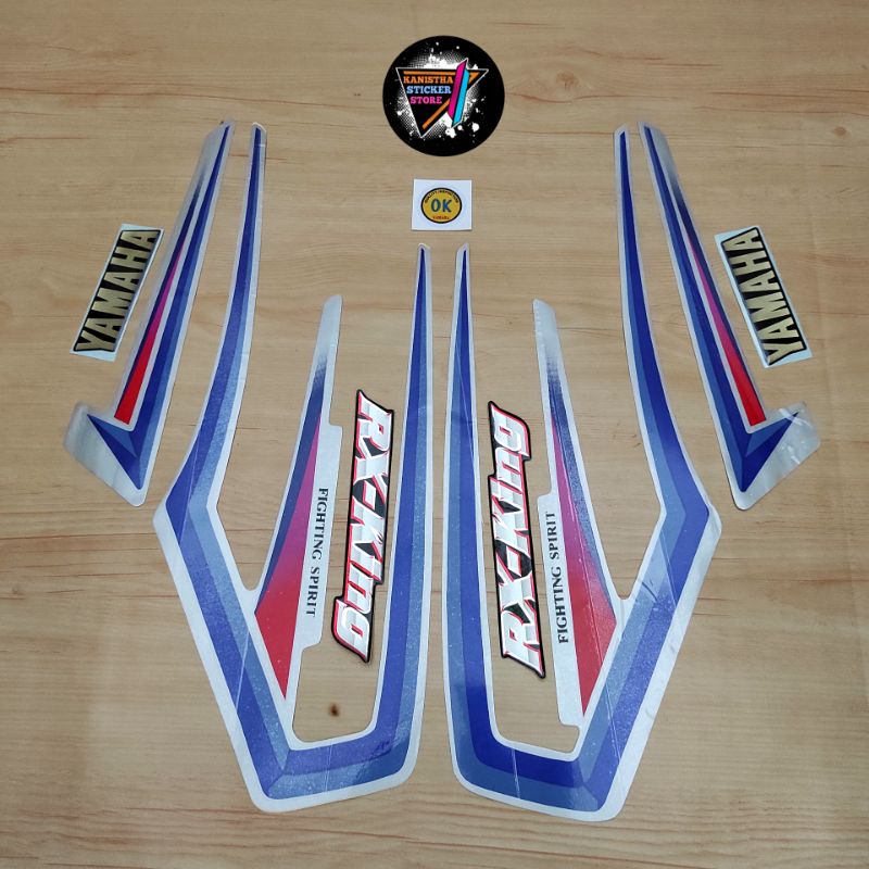 striping yamaha rx king tahun 2001 silver, satu set emblem rx king dan satu set emblem yamaha terbai