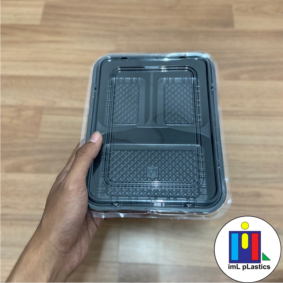 Tray Bento Sekat 3 /Bento Interpack 223/Bento box/Lunch Box bento/Mika Bento - isi 50pcs