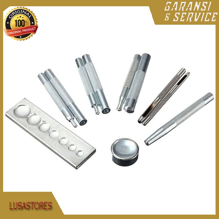 

11pcs Die Punch Hole Snap Rivet Button Setter Base kerajinan kulit