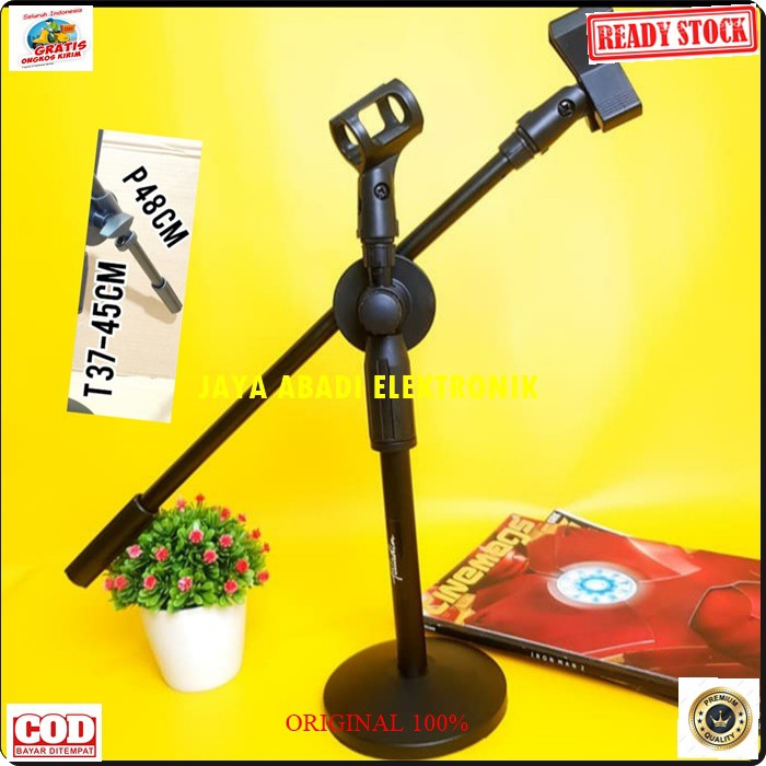 G432 Stand mic CABANG kaki bulat holder standing pendek dual microphone mik penyangga universal mikrophone tiang pegangan tripod bundar bulet double dobel paladin dobel HP G432  Garansi MIC TIDAK AKAN JATUH  Bisa segala MIC Stand Mic Meja kaki bu