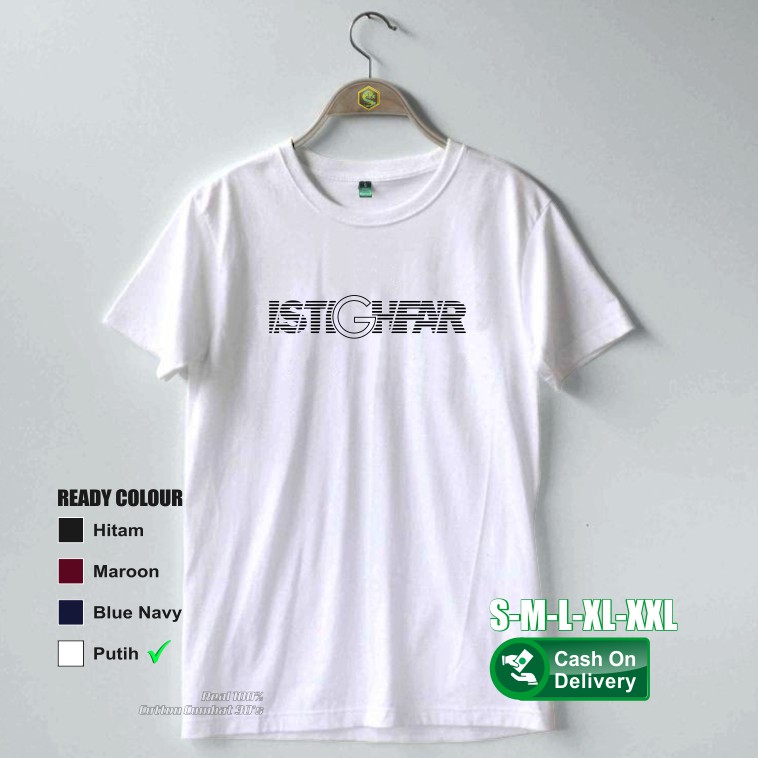 Kaos Istigfar Line / Kaos Muslim / Kaos Dakwah / Kaos Outdoor / Kaos Distro / kaos islami djalur-Putih