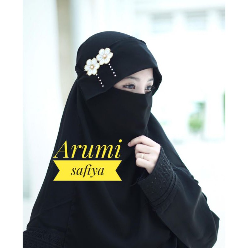 Niqab Arumi Safiya/Bandana Cadar Milaya Bunga/Niqab Poni Terbaru
