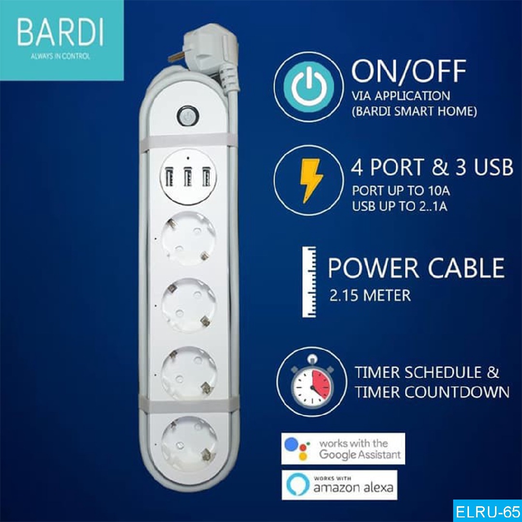 Bardi SMART EXTENTION POWER STRIP 4 EU Wifi Wireless IoT Home Automation Colokan Stop Kontak Pintar