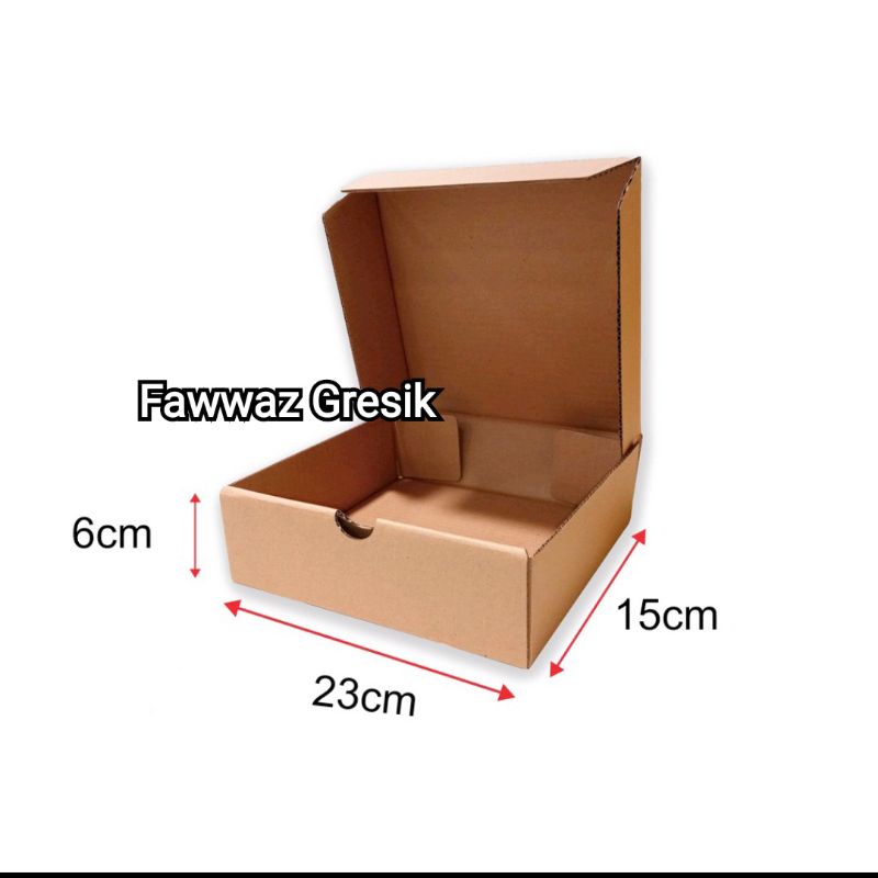 Box Kardus E-Flute Coklat Untuk Packaging Olshop Sovenir Baju Kotak Kado Hampers Snack 23x15x6 cm