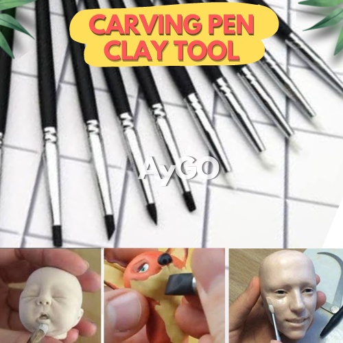 

CARVING PEN BRUSH POTTERY CLAY SCULPTURE CERAMICS TOOL DOUBLE/ PENA UKIR/ CLAY FONDANT