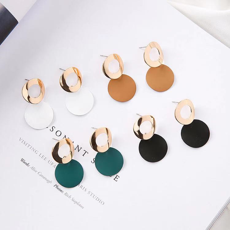 Anting Tusuk Gantung Boho Vintage Bentuk Geometri Hollow untuk Wanita