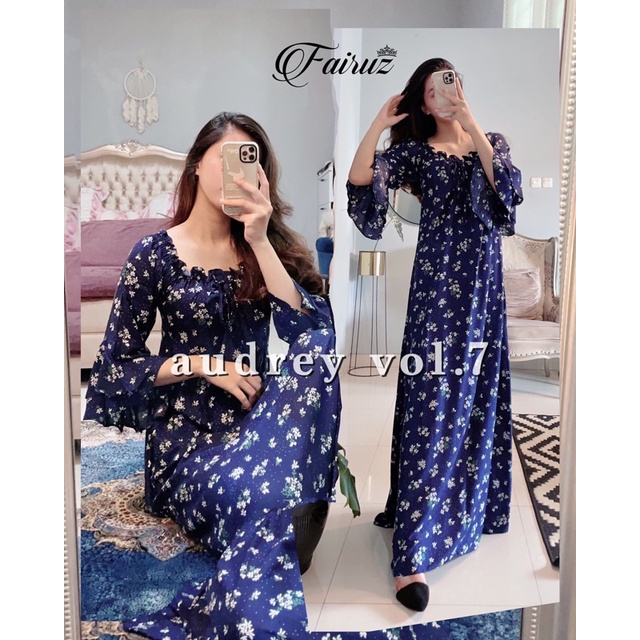 Daster arab FAIRUZ AUDREY Homedress Rayon Homewear Original Label-FAY: NAVY VOL.7