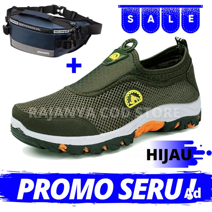 SEPATU SNEAKERS PRIA / SEPATU SLIP ON CAMEL / SEPATU OLAHRAGA PRIA - Hitam, 39