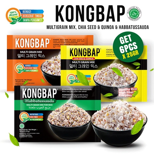 

KONGBAP Multi Grain Mix Serat Biji-bijian isi 6 x 25 G