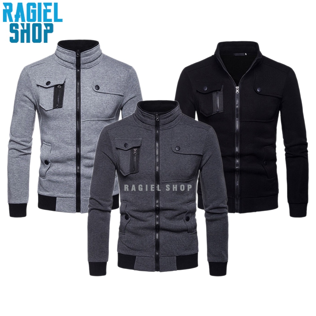 RGL x BROOK - Jaket Pria Casual Bahan Kain Katun Fleece Cotton Premium Original Distro Import Kekini