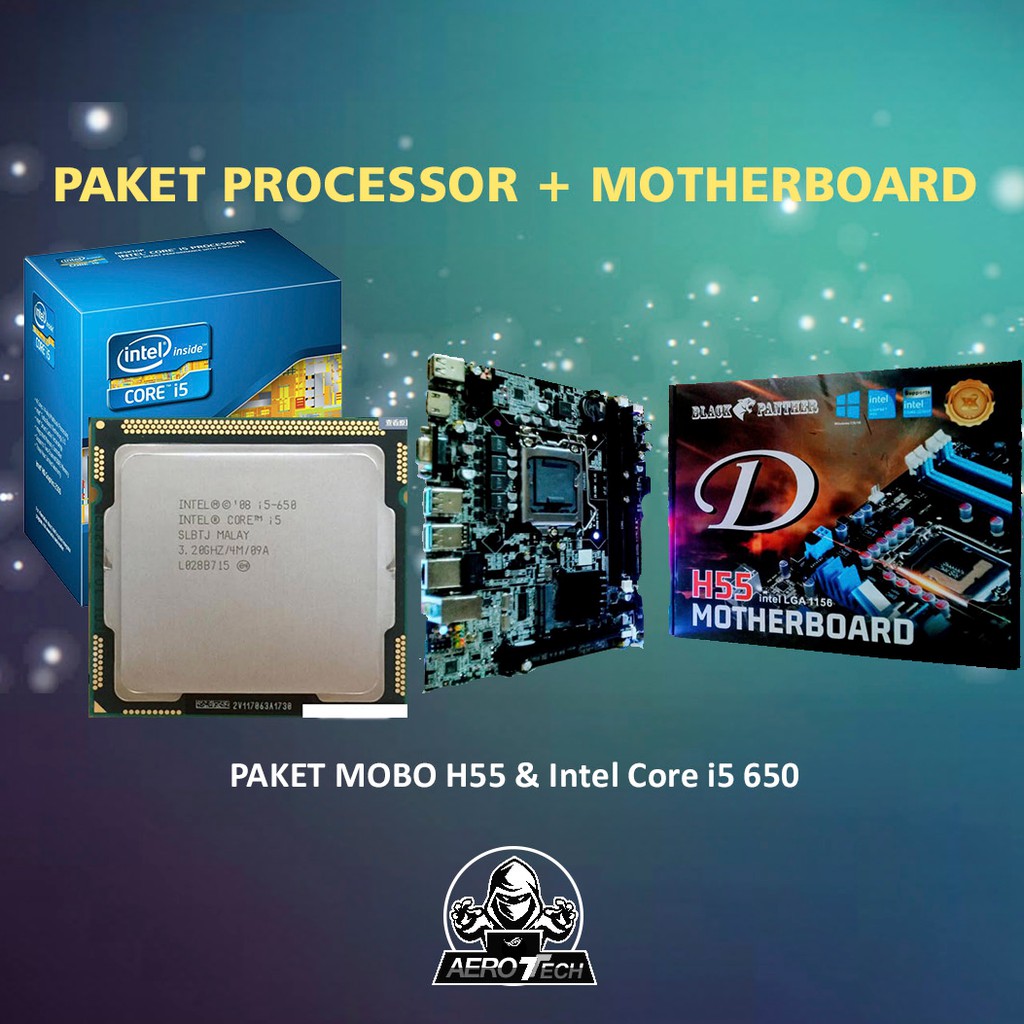 PAKET MOBO H55 &amp; Processor Intel Core i5 650