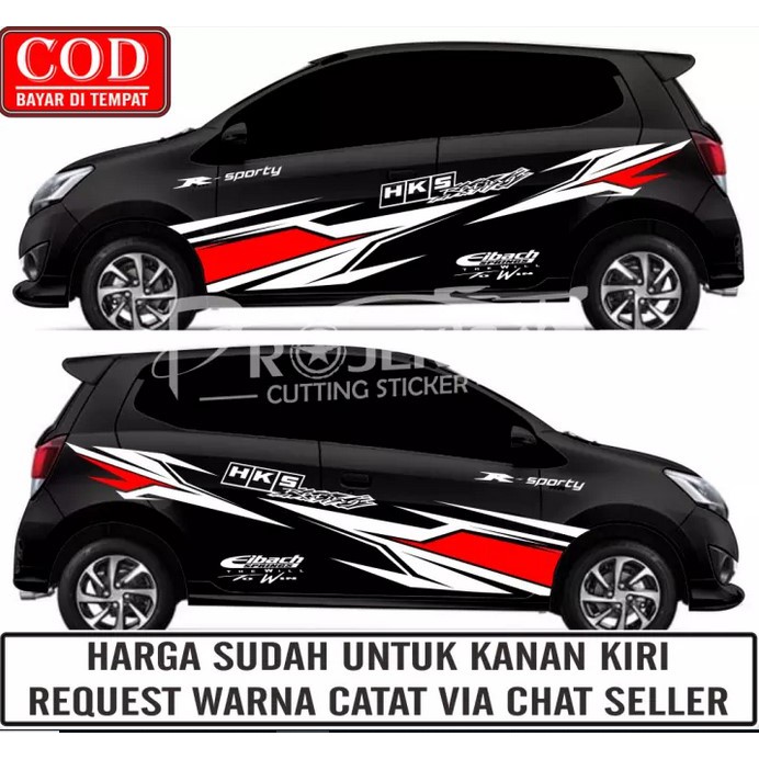 Stiker Striping Mobil R Sporty Stiker Cutting Body Samping Stiker Mobil Ayla Agya Avanza Xenia Sigra