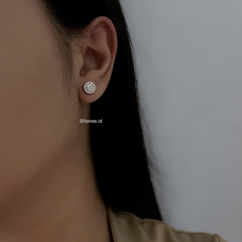 JULIA | Luxe Collection - Zirconia Round Halo Daily Stud Earrings - Anting Tusuk Wanita