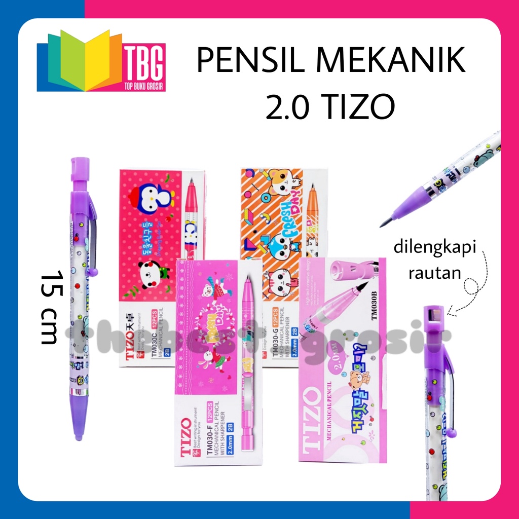 

1 PCS PENSIL MEKANIK 2.0 TIZO - PENSIL MEKANIK CETIKAN ISI BESAR LUCU