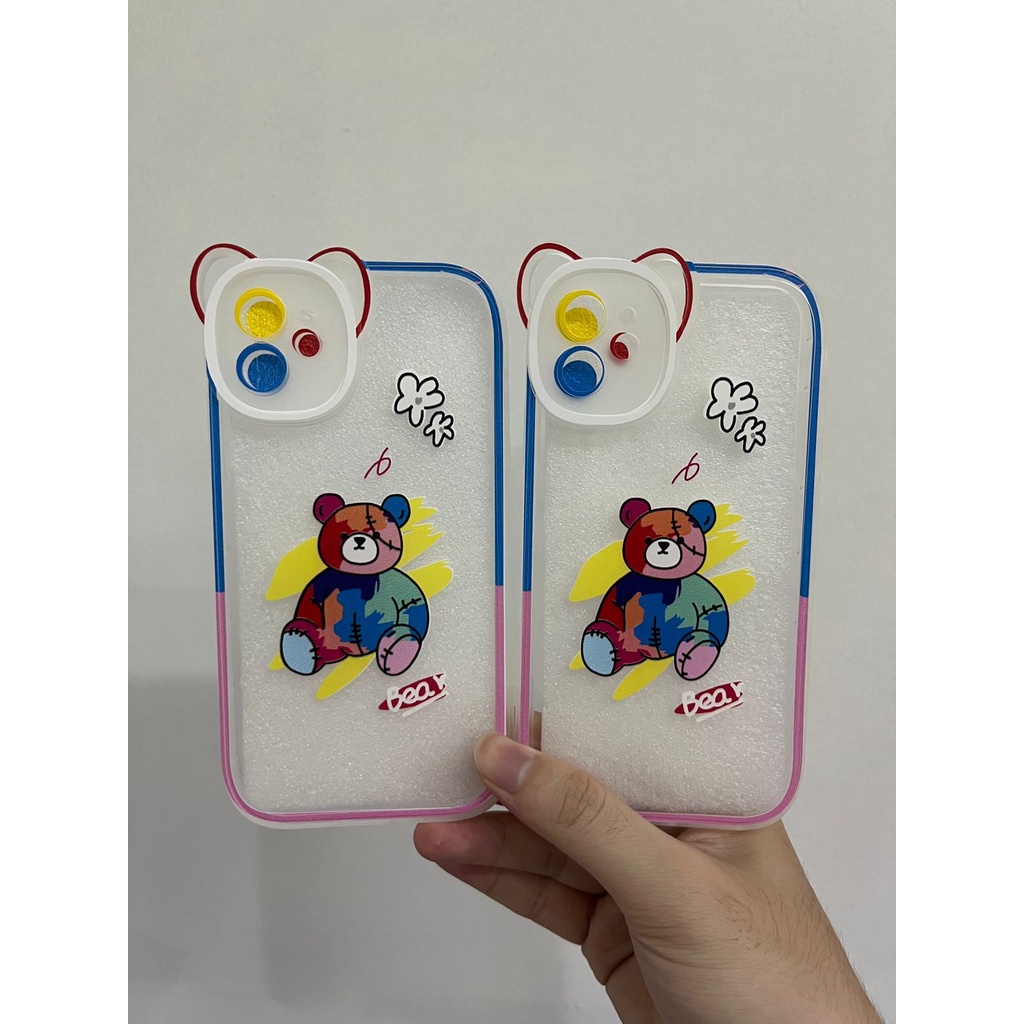 Softcase Ear Telinga Motif Bear For Iphone 7 8 7+ 8+ XS MAX 11 PRO MAX XR 12 PRO MAX 13 PRO MAX 14