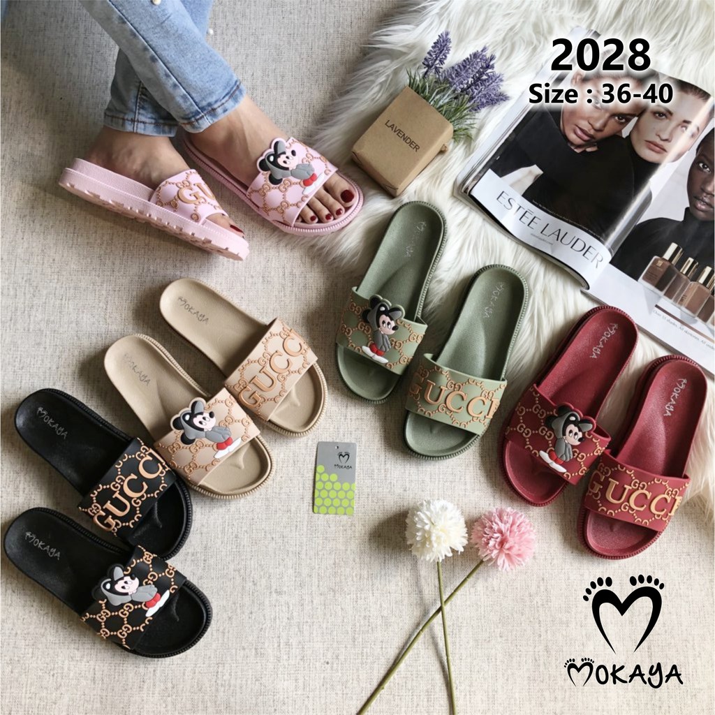 Sandal Slop Wanita Dewasa Gucci Mickey Mouse Keren Import Mokaya/Sz 36-40 (2028)