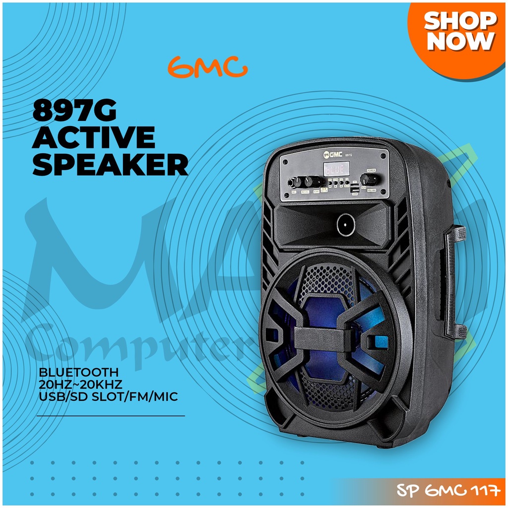 GMC 897G 85W RMS AV USB FM Bluetooth Karaoke Jack Portable Active Speaker