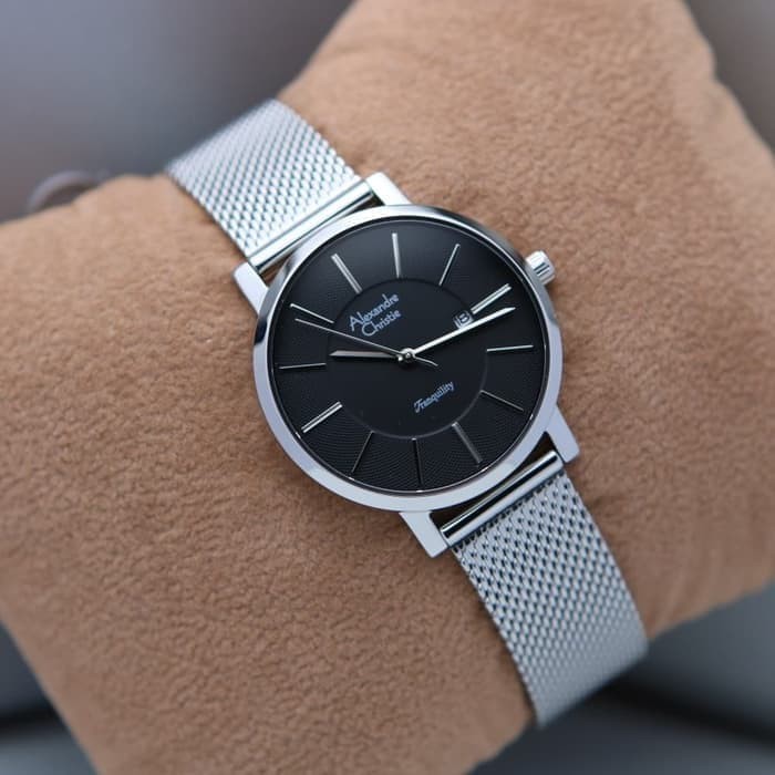 JAM TANGAN WANITA ALEXANDRE CHRISTIE AC 8628 AC8628 SILVER BLACK ORI