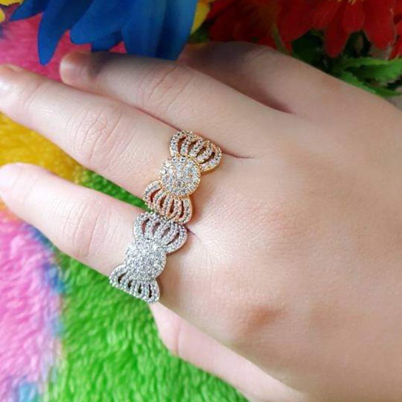 Cincin Replika Berlian Cantik Permata Mewah Elegant Premium High Quality Silver Gold JS0424120521