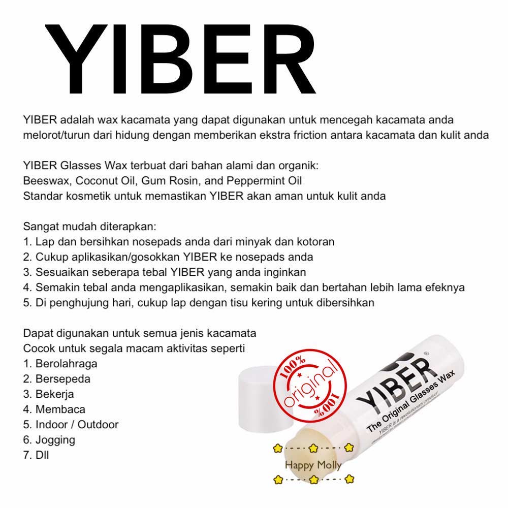 Yiber Original 100% - Glasses Wax - Pencegah Kacamata Melorot dari Hidung