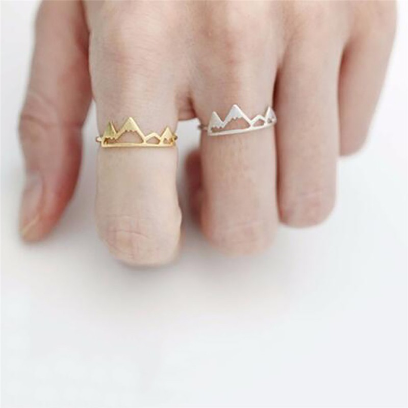 [Bayar Di Tempat]Nature Snow Mountain Geometry Open Ring Jewelry Accessories