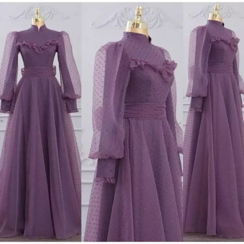 Baju gamis gaun dress muslim pesta lamaran kondangan tunangan akad nikah pengantin wanita remaja dew