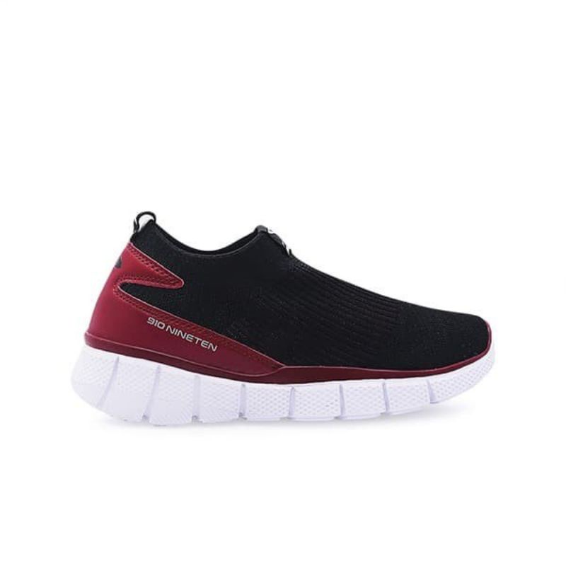 Sepatu Sneakers Slip On Pria 910 Nineten YUKA ACCEL HITAM MERAH [PROMO]
