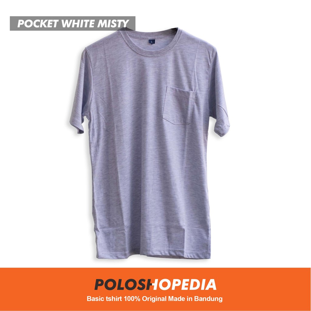 KAOS POLOS POCKET WHITE MISTY UNISEX  / KAOS POLOS PRIA WANITA / BAJU KAOS POLOS SAKU PUTIH MISTY
