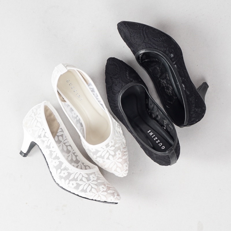 Captain Plaza - Guzzini Mn 531 - Sepatu Heels Wanita Kain Renda Bermotif-1