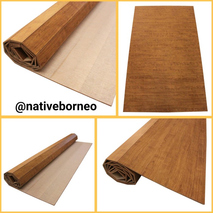 TIKAR-KARPET- KARPET PLYWOOD 182CM X 245CM SUSUN BATA, KARPET KAYU COKLAT MUDA -KARPET-TIKAR.