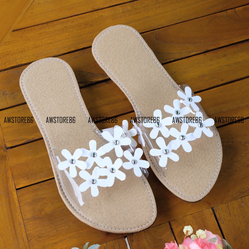 AWSTORE86 JODIE Sandal Mika Bunga Selop Wanita Merah AWSTORE86 JODIE Sandal Mika Bunga Selop Wanita Merah