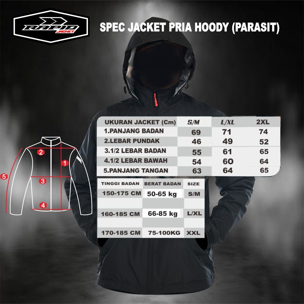 Jaket motor hoodie  RAPID NEOSKYLINE pria parasit premium jacket reflektif