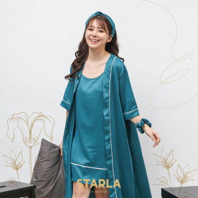 KIMONO DRESS SATIN PIYAMA SET BAJU TIDUR WANITA SATEN PREMIUM DEWASA MAIA STARLA