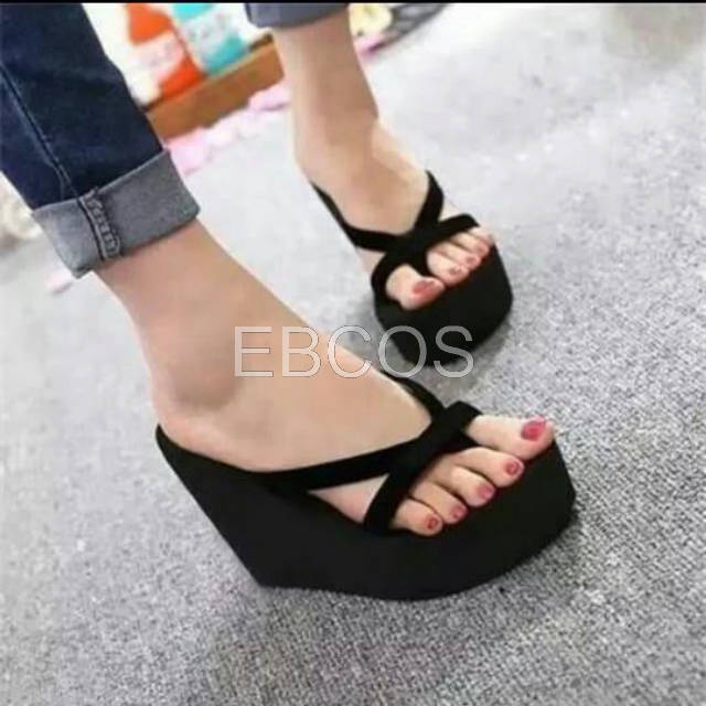 Sandal Wedges Spon KN 02 Silang Sendal Wadges Spon Jepit Wanita Tali Silang Sendal Dewasa Terbaru