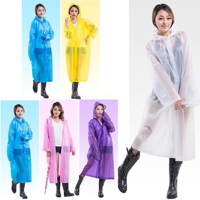 PROMO!! Jas Hujan Poncho Panjang Portabel Dewasa Bahan EVA Transparan NON toxic Pro Environment Aman sehat