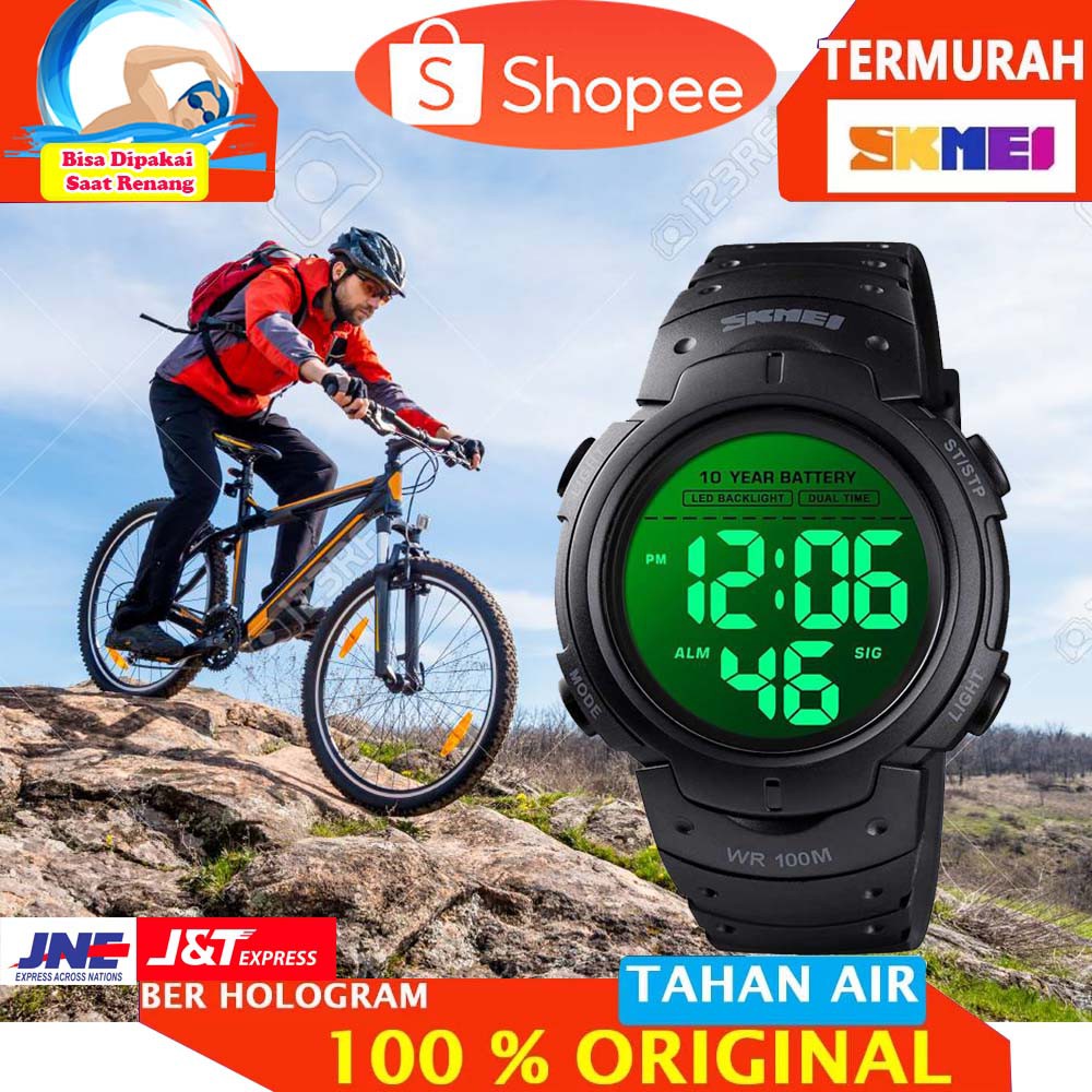 JAMINAN ORIGINAL SKMEI Jam Tangan Digital Pria Waterproof 100M - 1560 [Hitam]