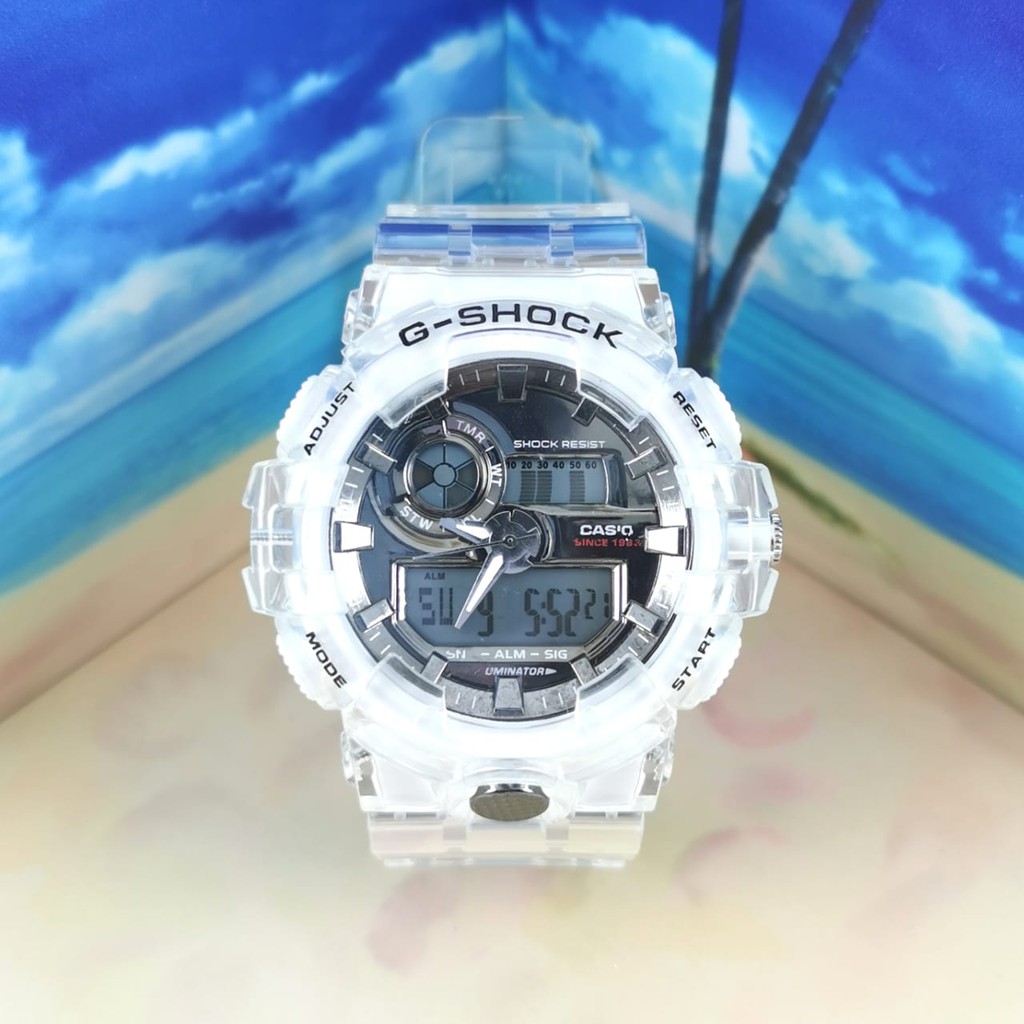 READY JAM TANGAN CASIO G-SHOCK GA700 TRANSPARAN Free Box