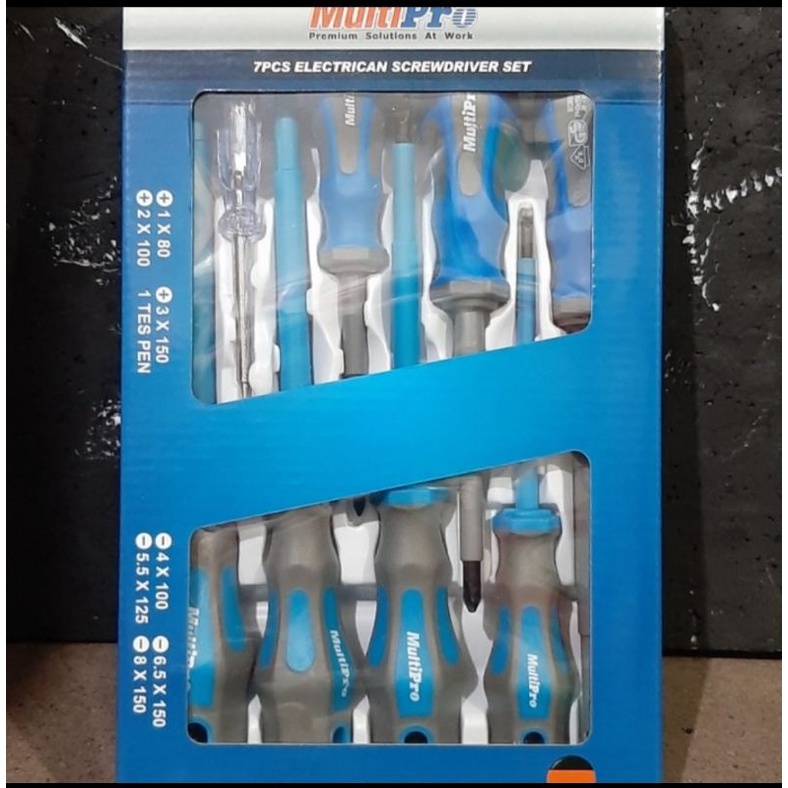 multipro obeng set listrik elektro electric electro screwdriver 7pcs
