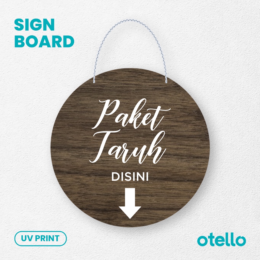 Otello - Signage Paket Taruh Disini Sign Board Kayu Petunjuk Kurir Gantungan Label Tulisan