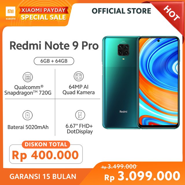 Xiaomi Redmi Note 9 Pro 6GB+64GB Snapdragon720G 5020mAh