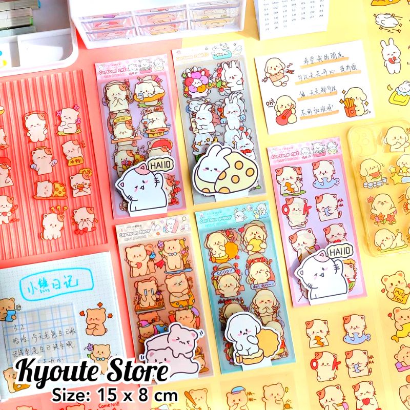 

Sticker Hewan Lucu Cute Ekspresi Waterproof Transparan Scrapbook Journal Tumblr Diary Planner