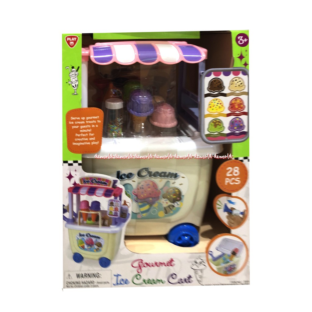 Play Go Gourment Ice Cream Cart Mainan Anak Gerobak Es Krim 28pcs